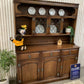 Vintage Old Charm style Oak Large Welsh Dresser Carved Display Cabinet Hutch