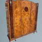 Good Quality Art Deco Burr Walnut Triple Door Wardrobe With Ormolu Mounts