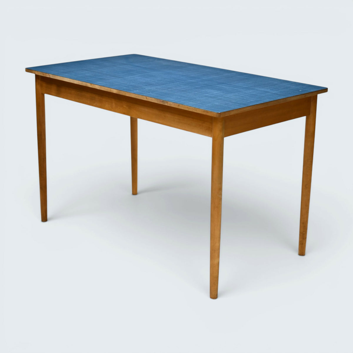 1950/60s Formica Kitchen / Dining Table Blue Top Turned Legs FREE UK Delivery*