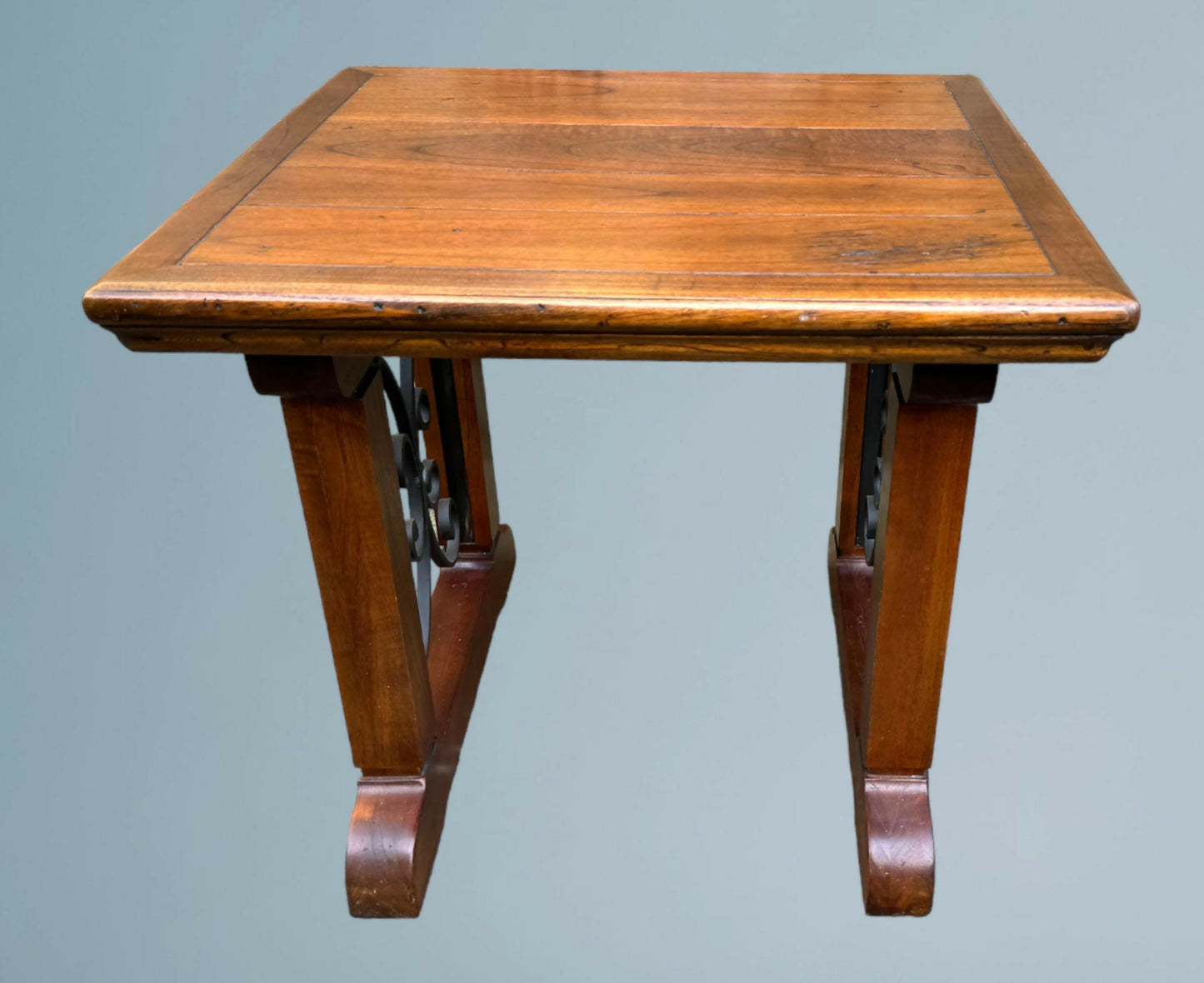 Hardwood and Wrought Iron Coffee Table