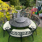 Black Vintage Large Patio Set 4 Benches, Parasol and Heat Lamps