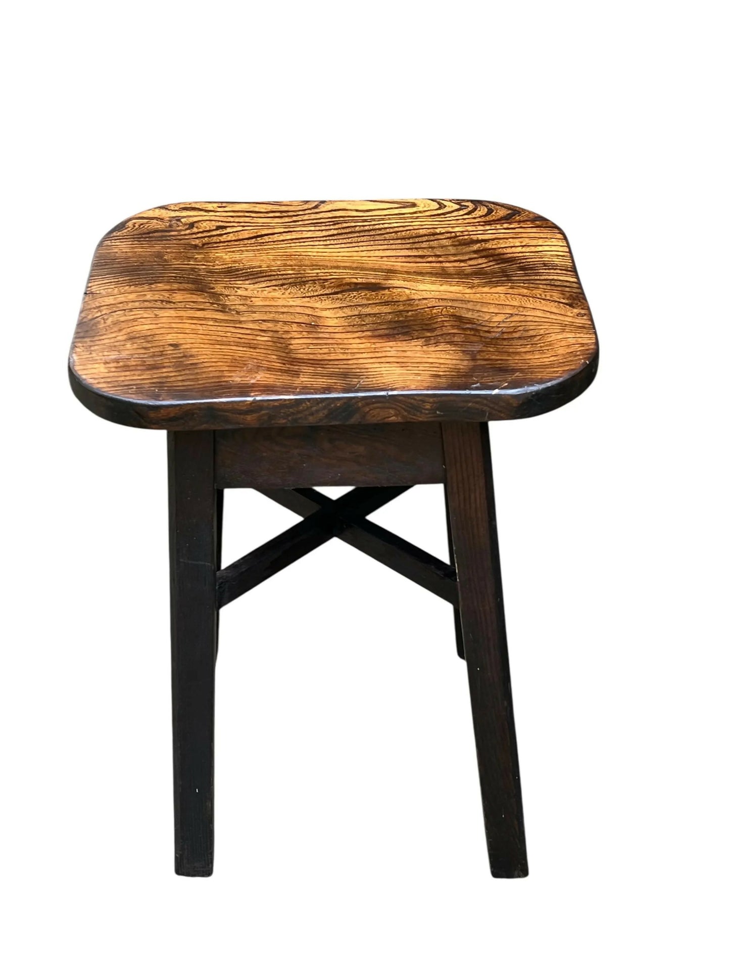 Antique solid Oak rustic stool / side table