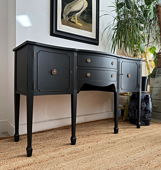 Newly refurbished large serpentine sideboard black buffet