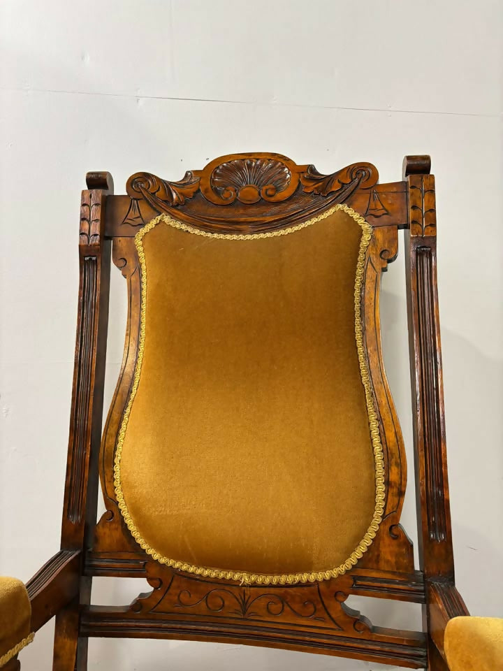 Pair of Edwardian Walnut “His & Hers” Armchairs