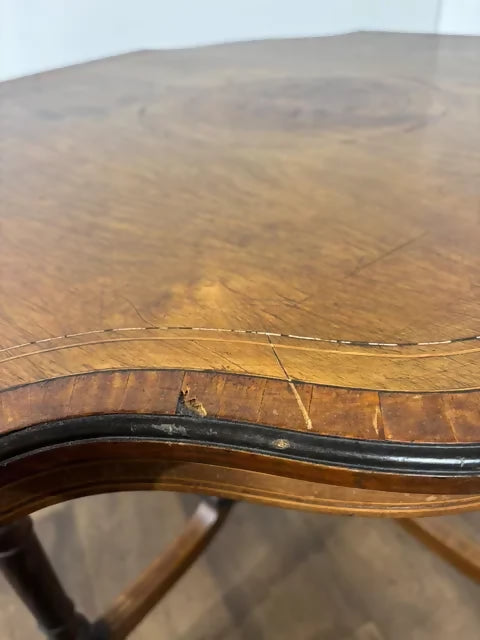 Edwardian Inlaid Walnut Occasional Window Table on Castors