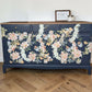 Vintage Stag minstrel navy blue chinoisorie sideboard