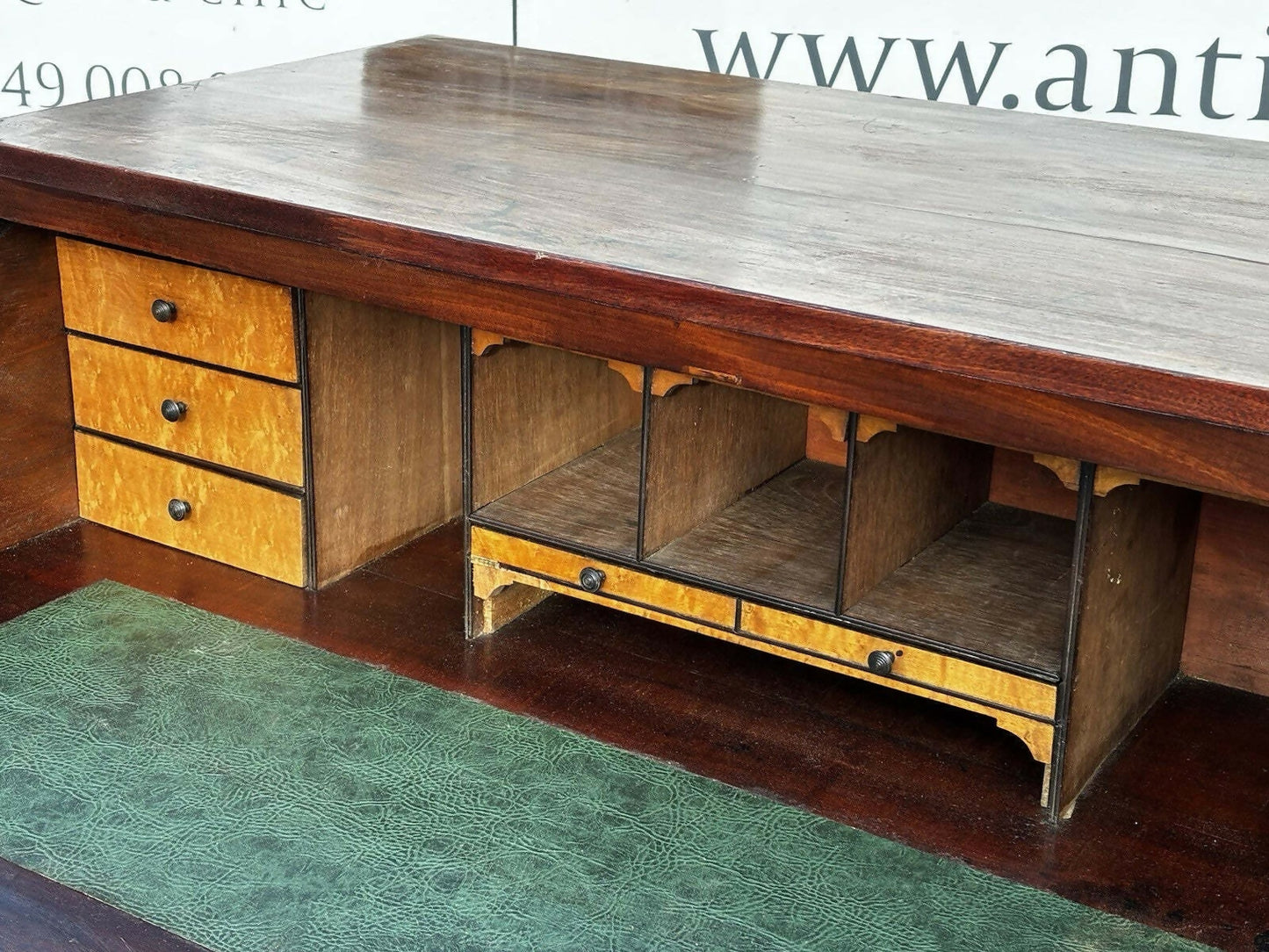 Mahogany Vintage Campaign Secretaire Chest Of Drawers.