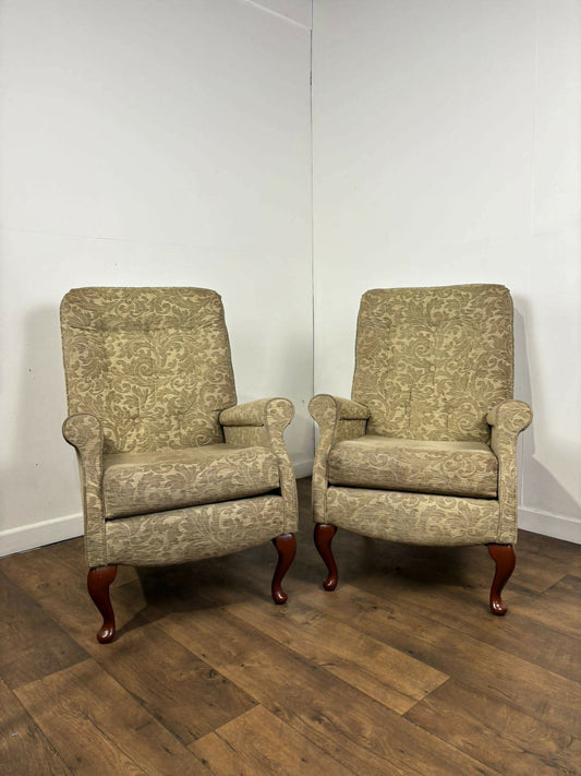 Pair of Reproduction Button Backed Upholstered Armchairs