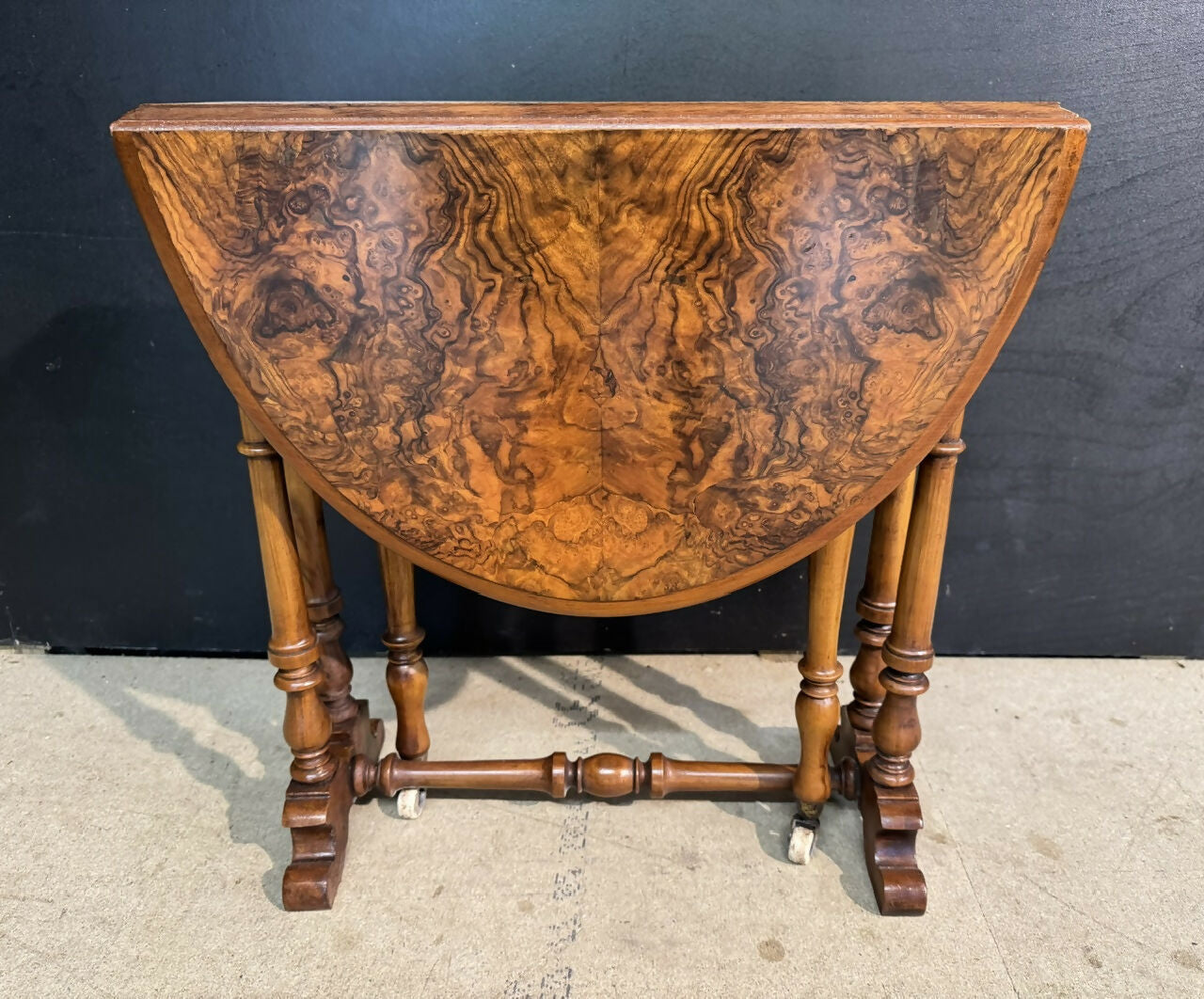 Rare Burr Walnut Miniature Sutherland Table