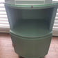 Occasional or bedside table. Green paint. Glass top.