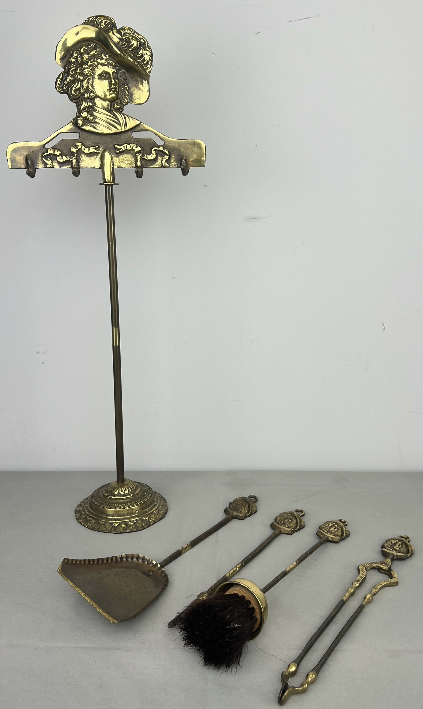 Fireplace Set Vintage French Style Brass 5 Piece Companion Set LOT 6445