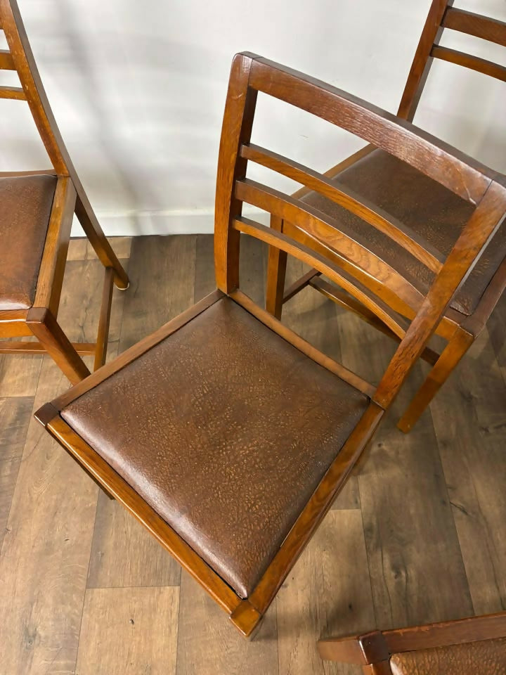 Set Of Four Mid Century Oak Dining Chairs