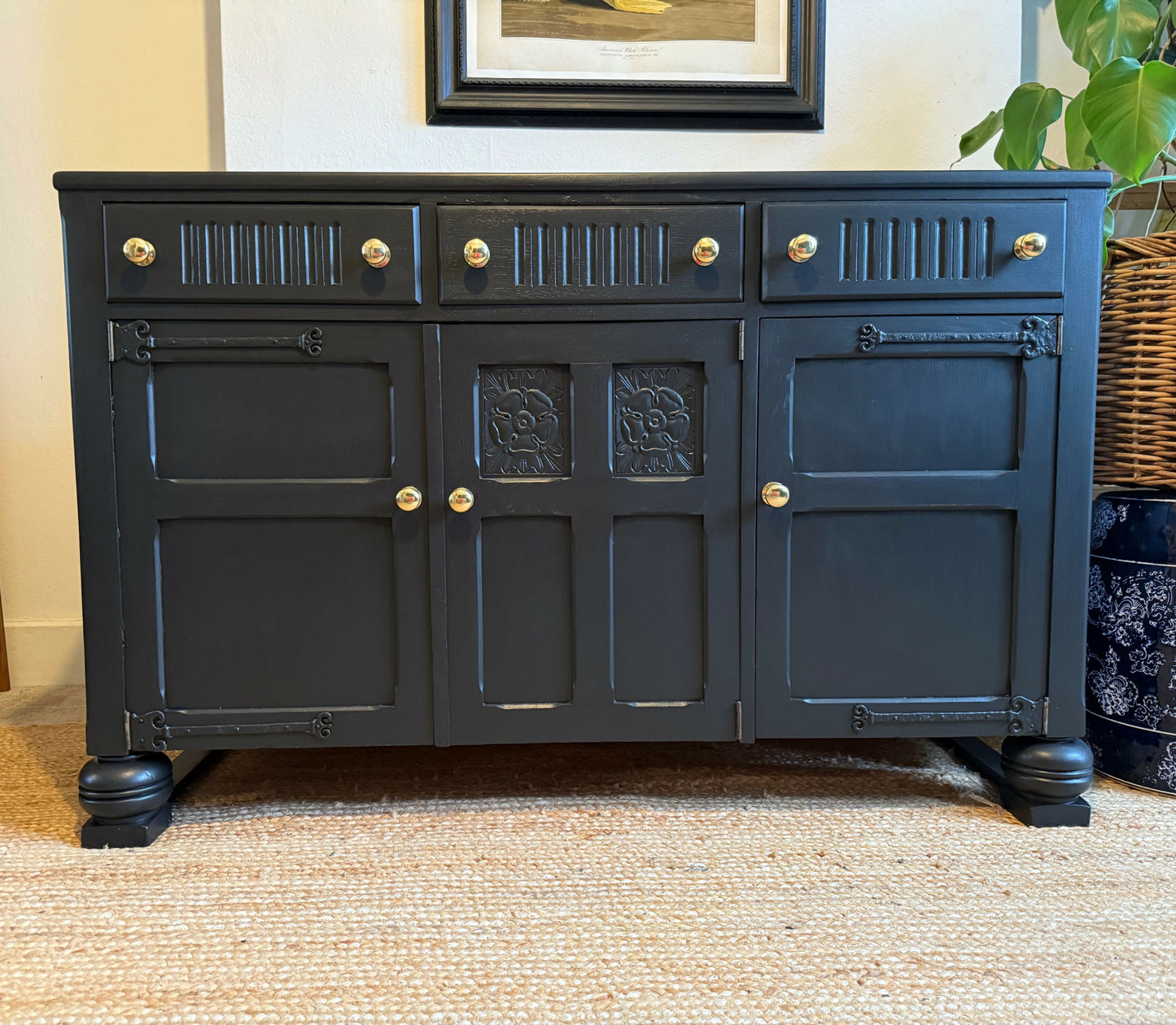 Newly refurbished solid wood sideboard black large
