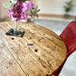 Original, Bespoke made Solid Cable Reel Round Dining Table, with four Bespoke made Dark Fuchsia Chairs