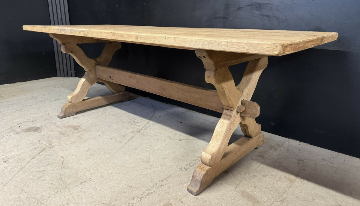 French Oak X Support Farmhouse Dining Table