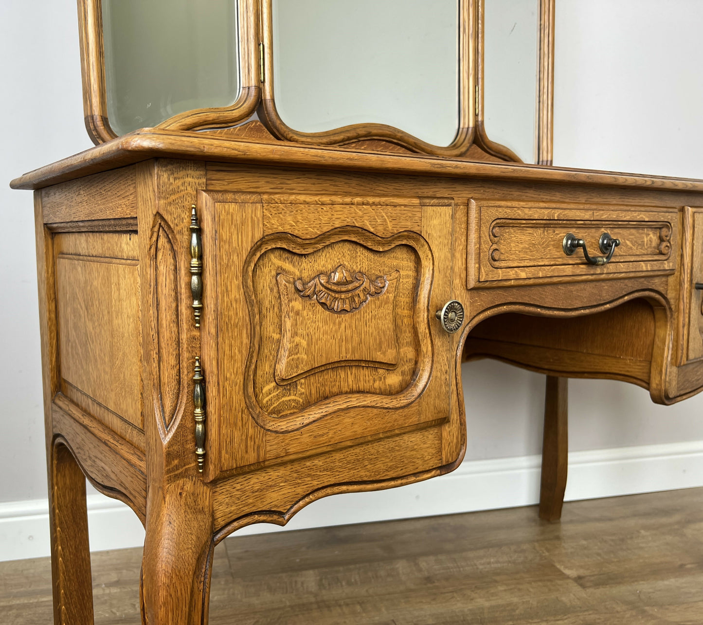 Dressing Table with Mirror Vintage French Oak Louis Vanity Table Makeup LOT 6320