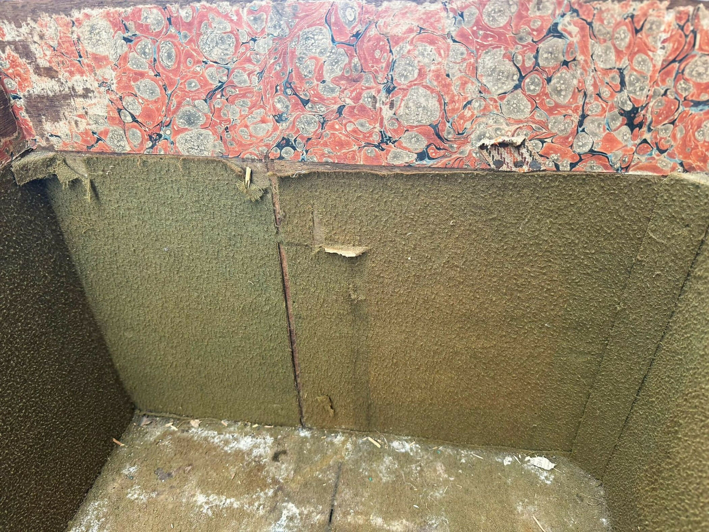 Large Antique Oak Brass Bound Silver or Plate Chest, Trunk