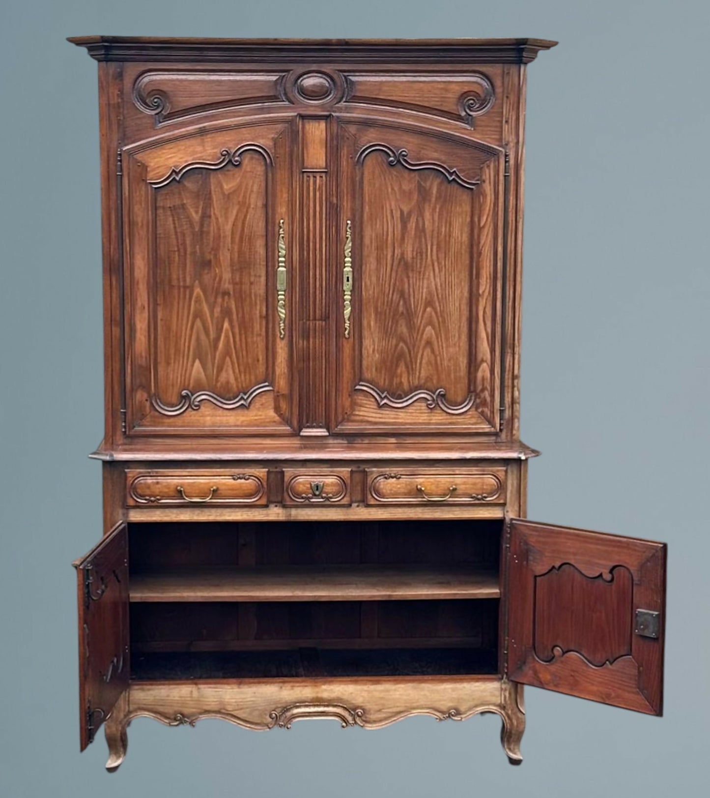 French Provincial Walnut Cupboard Stamped R Trotel