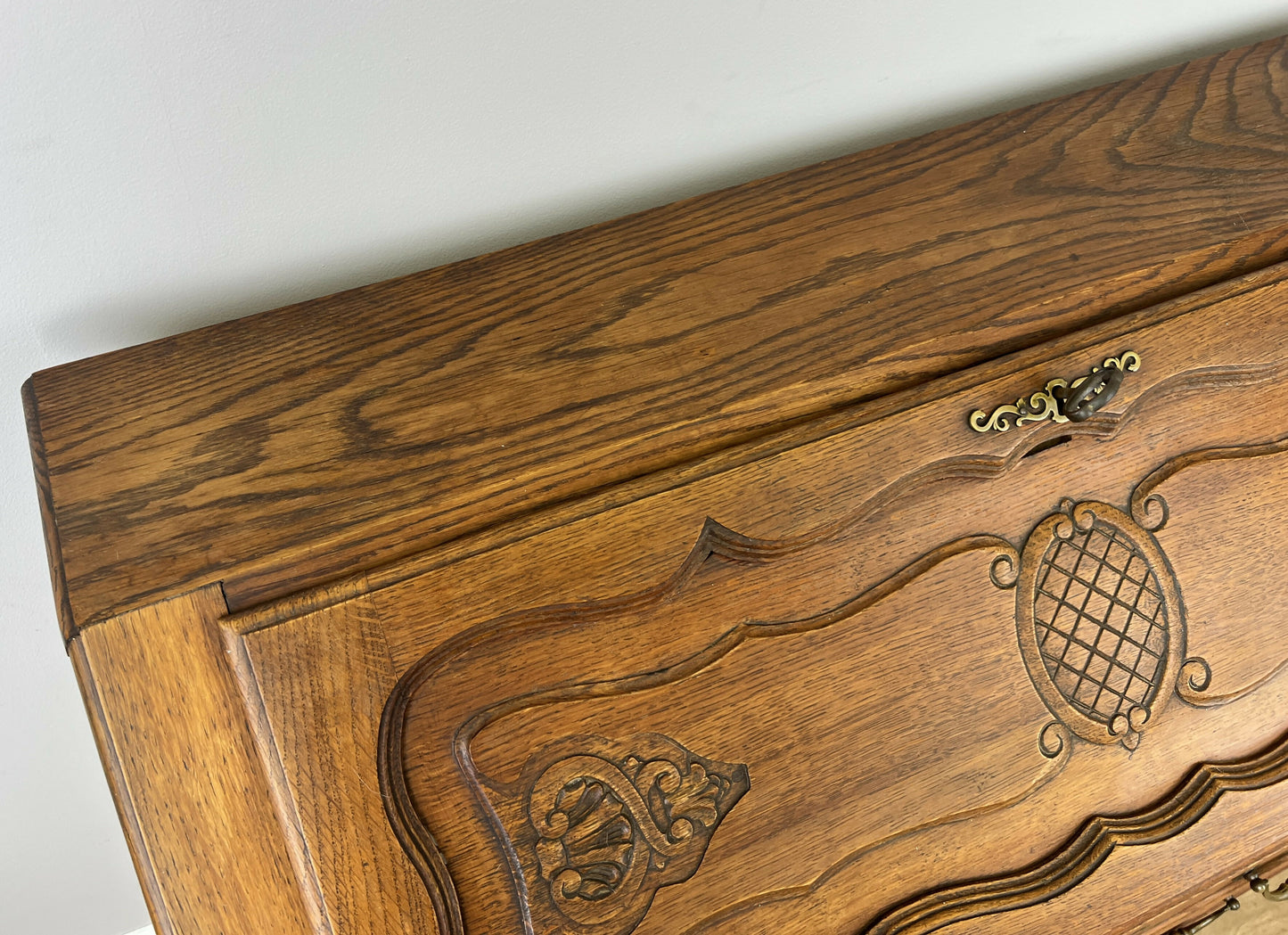 Secretaire Writing Desk Vintage French Louis Oak Rare Bureaux Cabinet LOT 6318