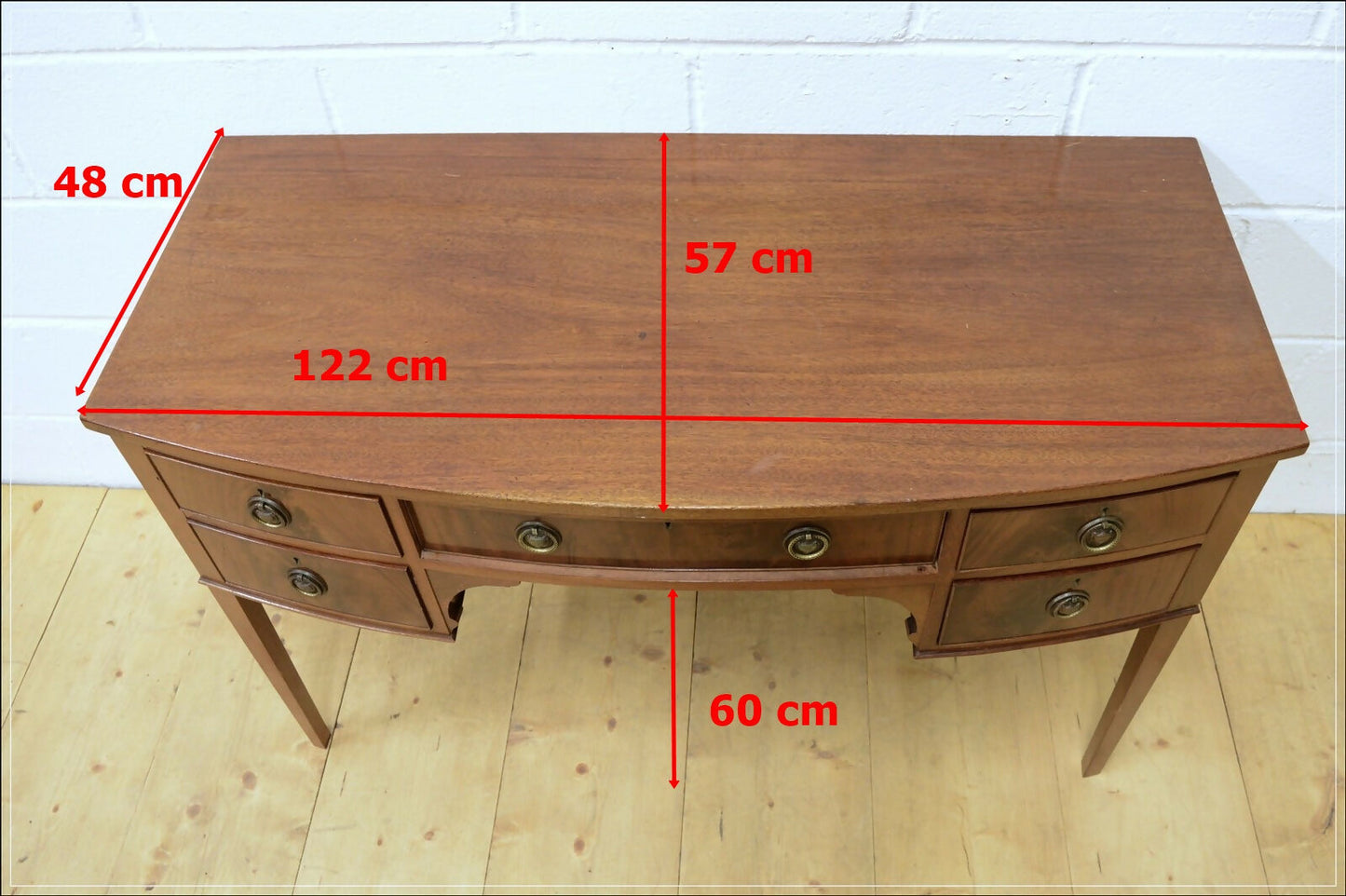 Vintage Desk Dressing Table Bow Front Solid Wood Retro DELIVERY