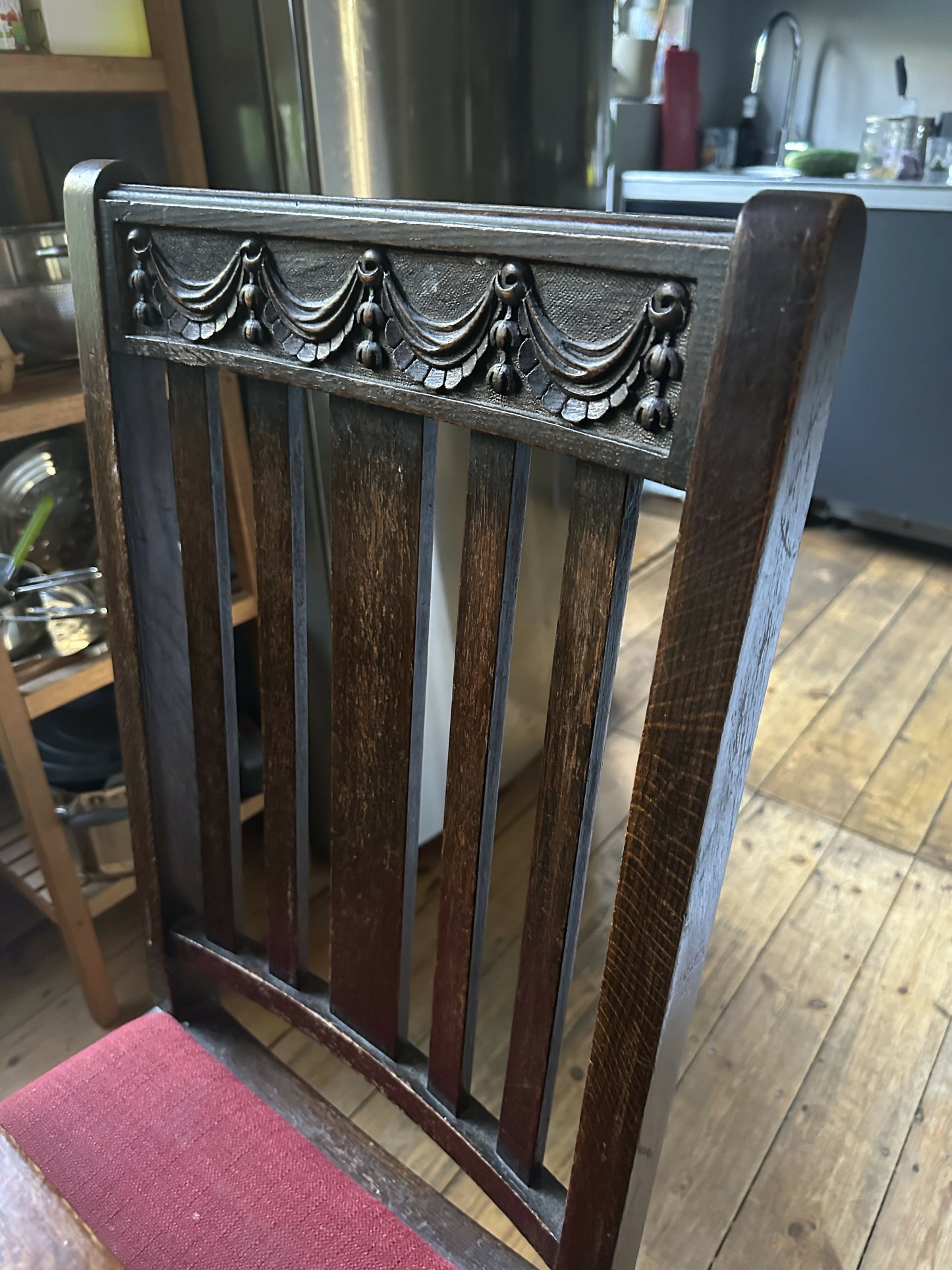 Jacobean Revival Oak Dining Set 4 Chairs And Extendable Table