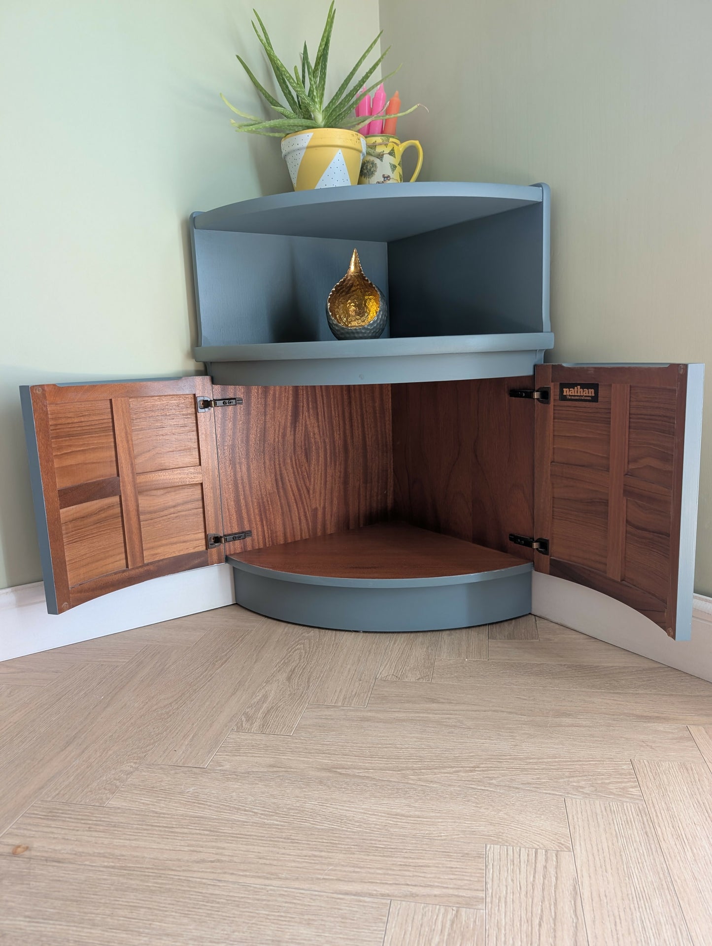 Nathan mid-century corner cabinet