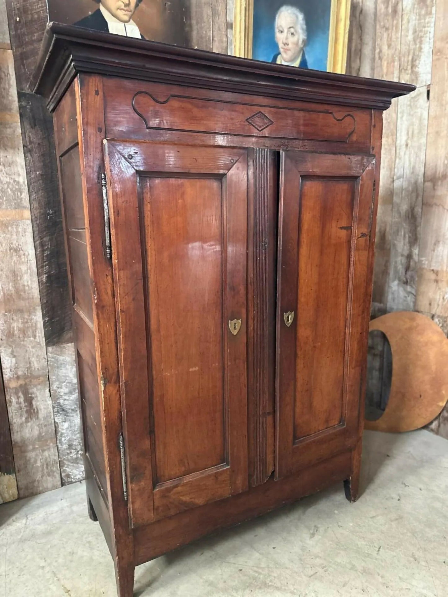 Antique French Fruitwood Armoire Housekeeper’s Cupboard, C 1790
