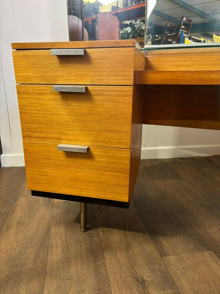 Mid Century Teak Stag Curved Triple Dressing Table
