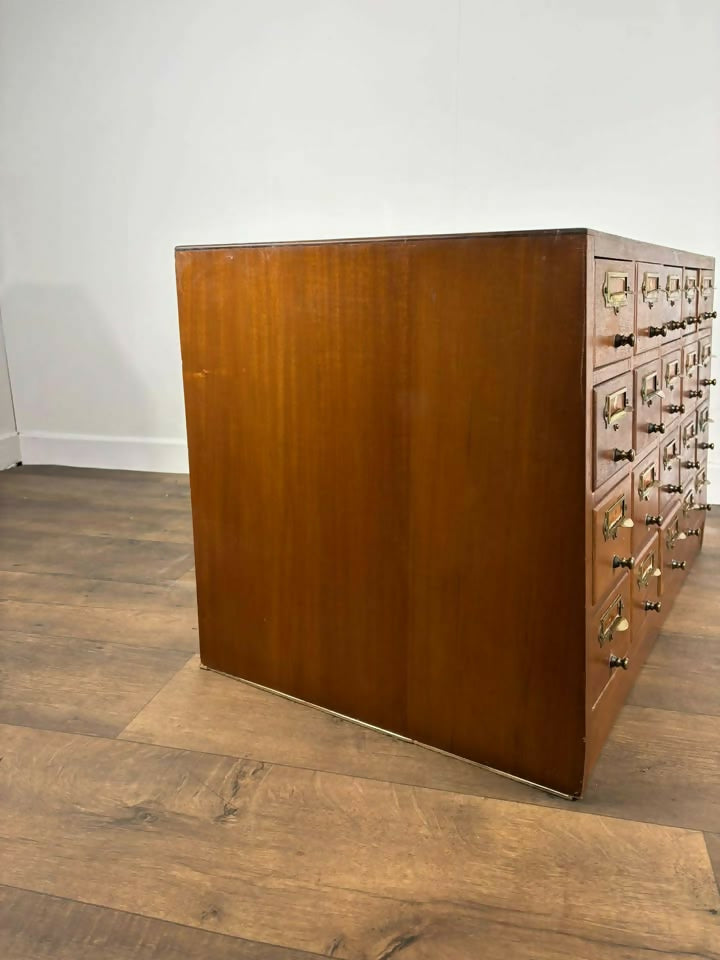 Vintage Light Oak Bank of twenty Index Drawers