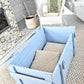 Pastel Blue Vintage Military Chest Coffee Table – Reclaimed Solid Wood Army Trunk Storage Table, Rustic Farmhouse Coffee Table
