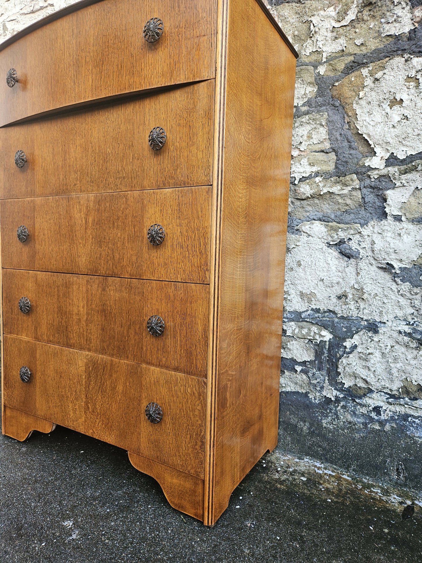 Vintage Chest Of Drawers Cabinet Oak Five Drawer Super Proportions Beautiful Detailing
