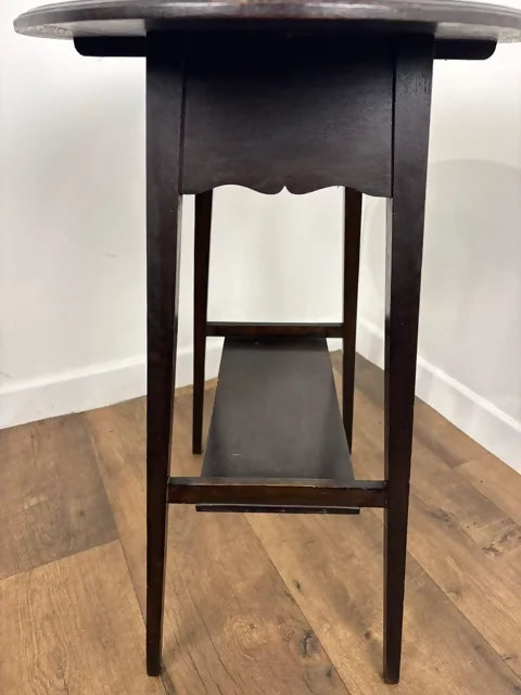 Vintage Stained Oak Side Table With Oval Top