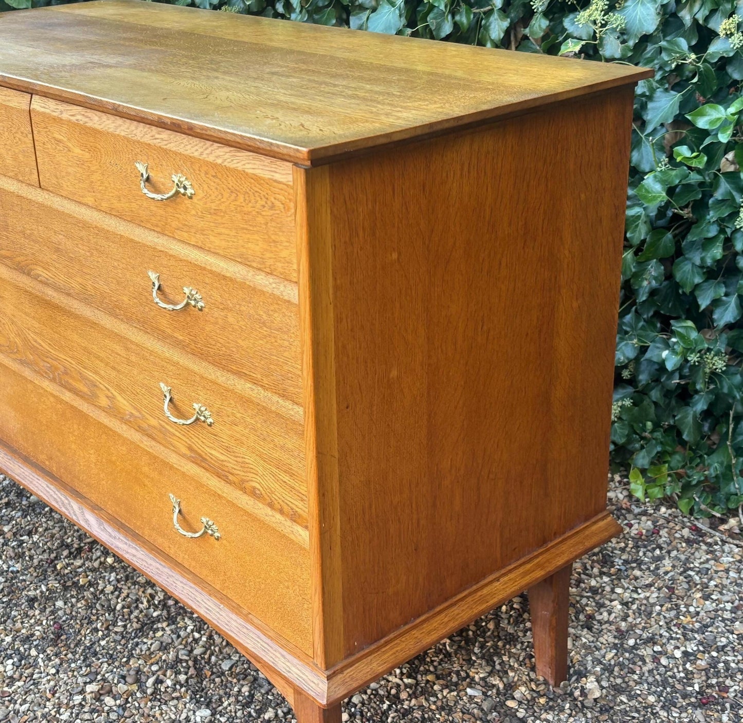 Vintage 1960's Handmade Oak Chest Of Drawers