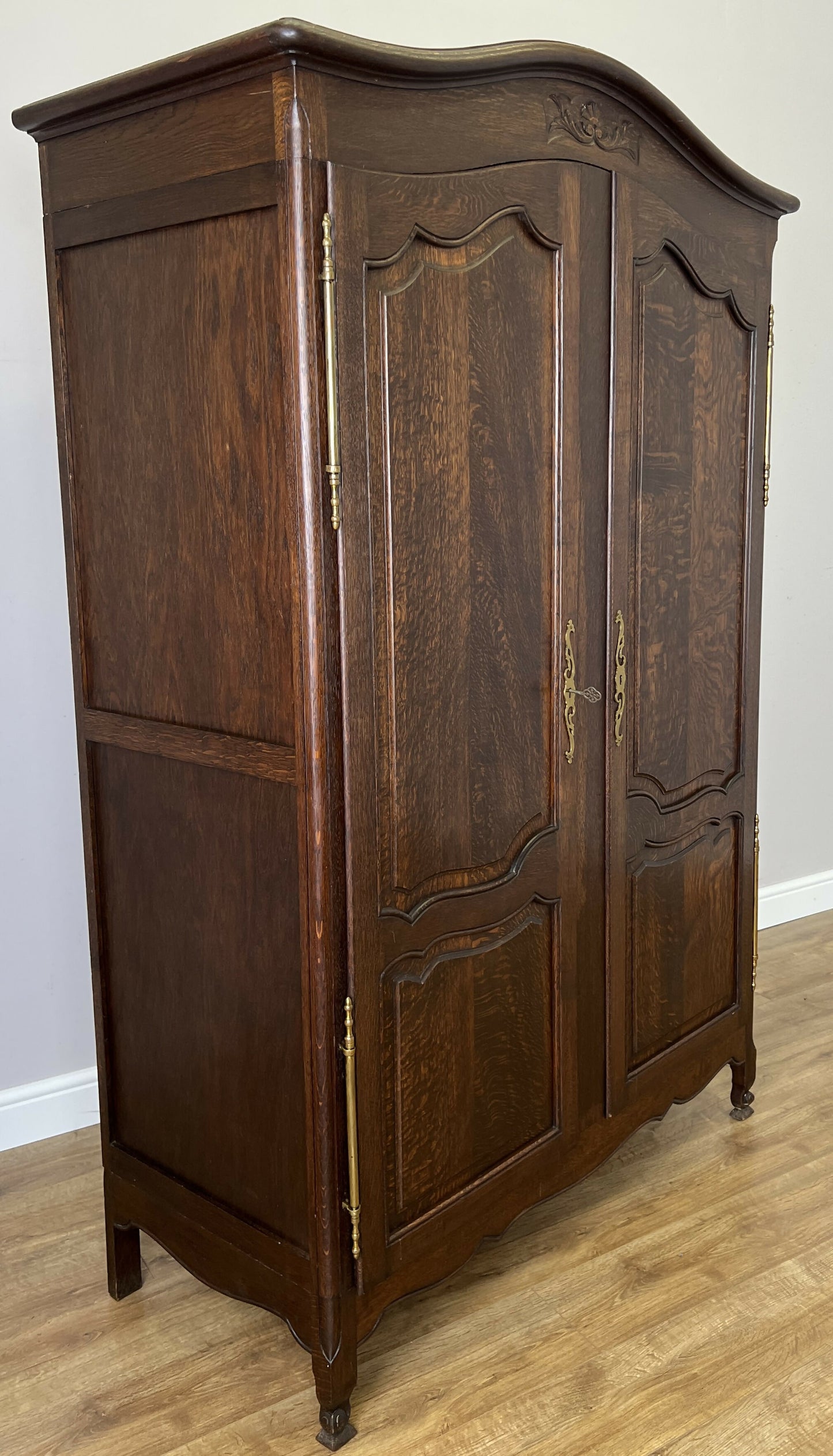 Wardrobe Antique French Louis XVI Style Oak Two Door Carved Armoire LOT 6466
