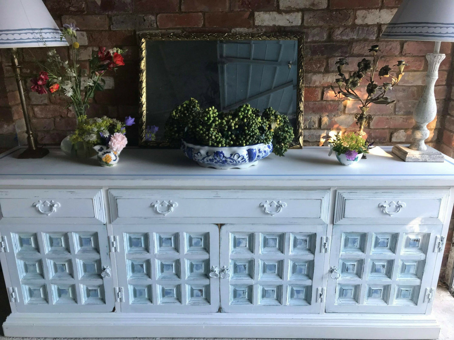 Large Vintage Sideboard/White Distressed Sideboard/Large Vintage Sideboard/Coastal Sideboard/Painted Toledo Sideboard