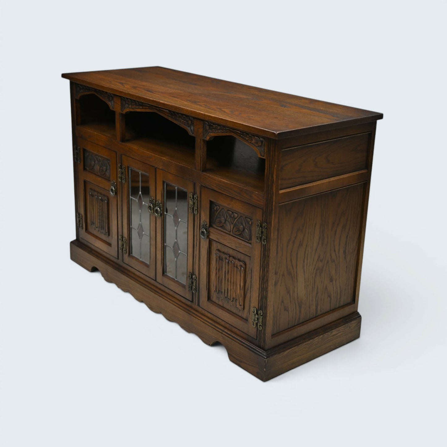 Old Charm Large TV Stand Hi Fi Cabinet Media Unit Unit Light Oak FREE Delivery
