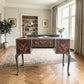 Vintage Art Deco dark green Walnut Burr Wood Desk Writing Table