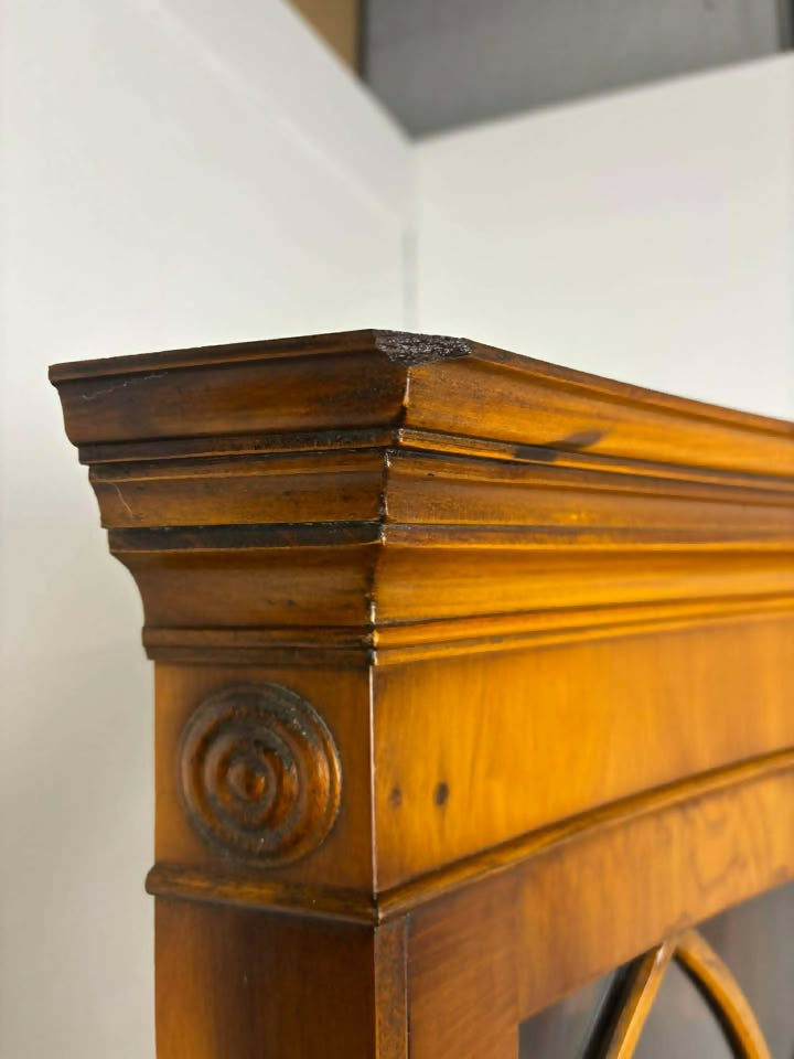 Reproduction Yew Concave Corner Cabinet