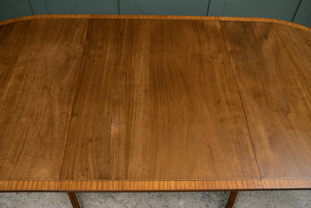 Regency Style Mahogany Extending Dining Table with Leaf - Twin Pedestal - D End