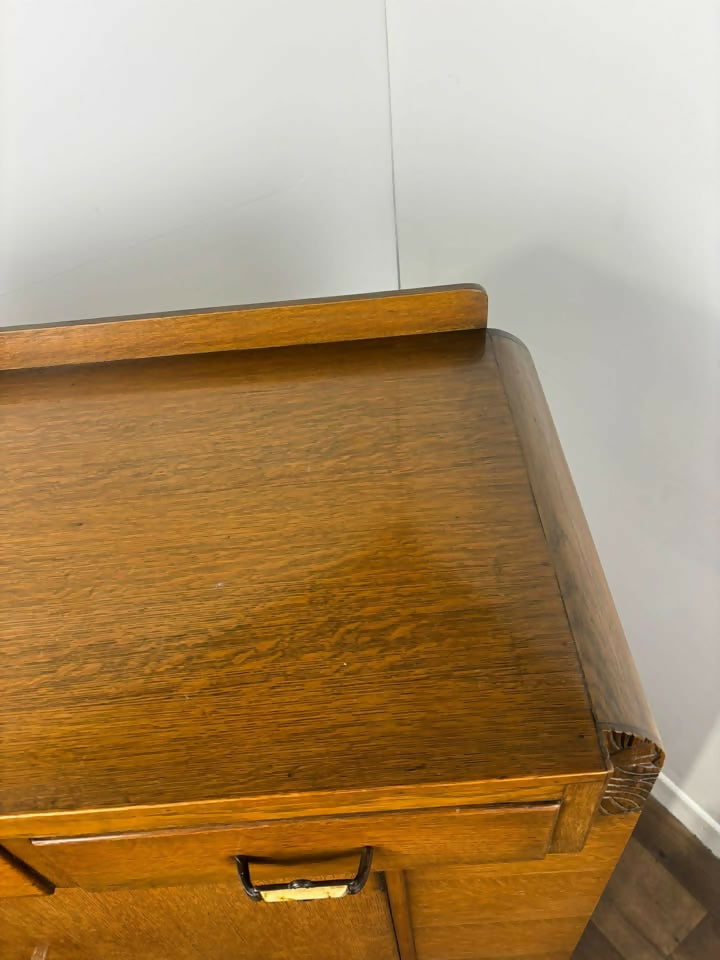 Vintage Oak Gentlemans Wardrobe / Tallboy – Art Deco Style