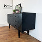 Mid century modern sideboard, black with geometric design, tv unit, console, media stand, drinks cabinet, mcm