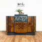 Art Deco cocktail, vintage Nathan drinks cabinet, sideboard, upcycled gin bar, walnut, teal peacock