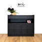 Refurbished rare mid century Nathan black sideboard, retro hallway table, teak console, vintage, slim, narrow