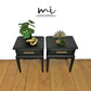 Made To Order Refinished Vintage Stag Minstrel bedside tables in black, gold, nightstands, mid century, bedroom drawers
