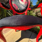 Black Swan Armchair, Hand-Painted Red Frame, Velvet Seating, Artistic Accent Chair