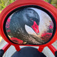 Black Swan Armchair, Hand-Painted Red Frame, Velvet Seating, Artistic Accent Chair