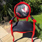 Black Swan Armchair, Hand-Painted Red Frame, Velvet Seating, Artistic Accent Chair