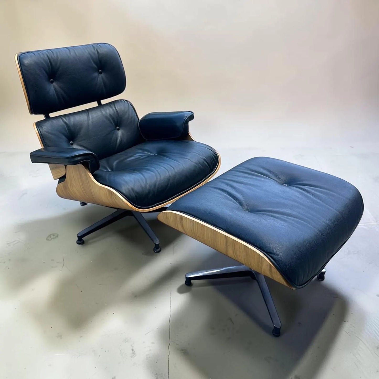 Mid century 1970’s Italian Eames style lounge chair and Ottoman by Cofemo