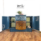 Art Deco cocktail, vintage Nathan drinks cabinet, sideboard, upcycled gin bar, walnut, teal peacock