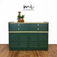 Mid century Nathan deep olive sideboard, retro console, cupboard, drawers